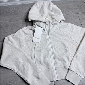 Lululemon Scuba Full-Zip Cropped Hoodie – Light Grey – Size Xl